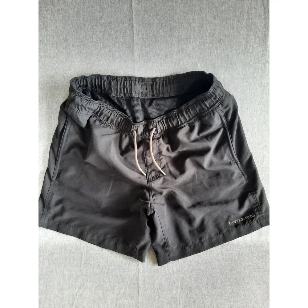 G-Star Raw Men Large Polyester Waistband Drawstring Sweat Black Athletic Short